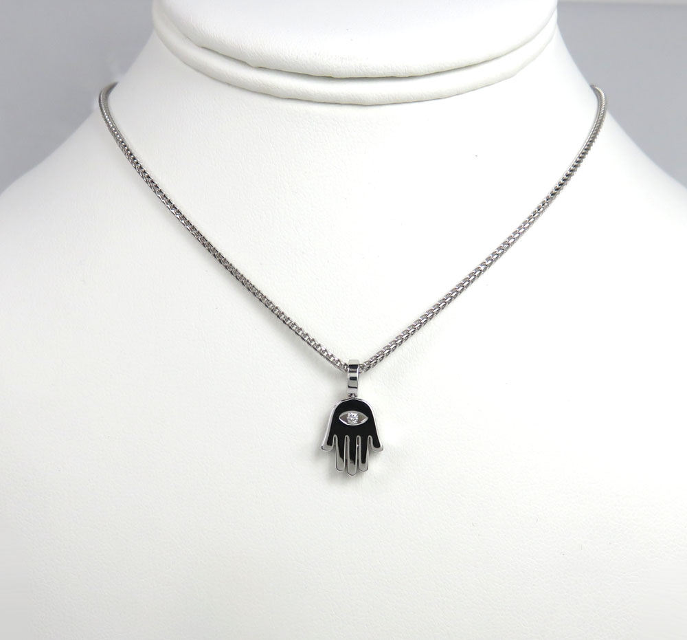 14k gold mini vs diamond hamsa pendant 0.05ct