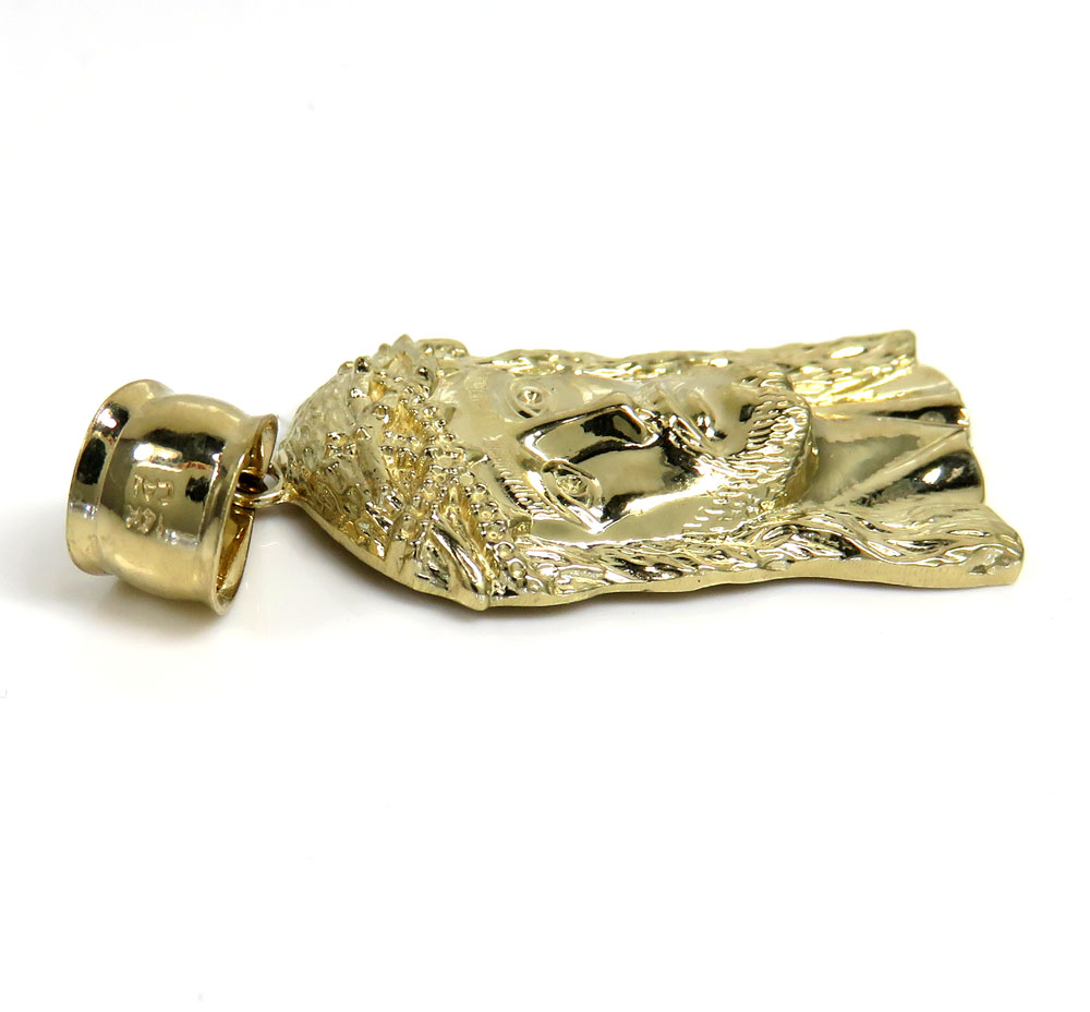14k yellow gold classic mini- large size jesus face pendant  - Image 3