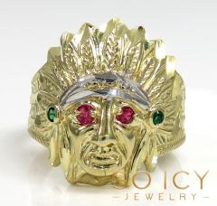 10k two tone indian chief cz head ring 0.40ct