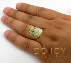 10k two tone indian chief cz head ring 0.40ct