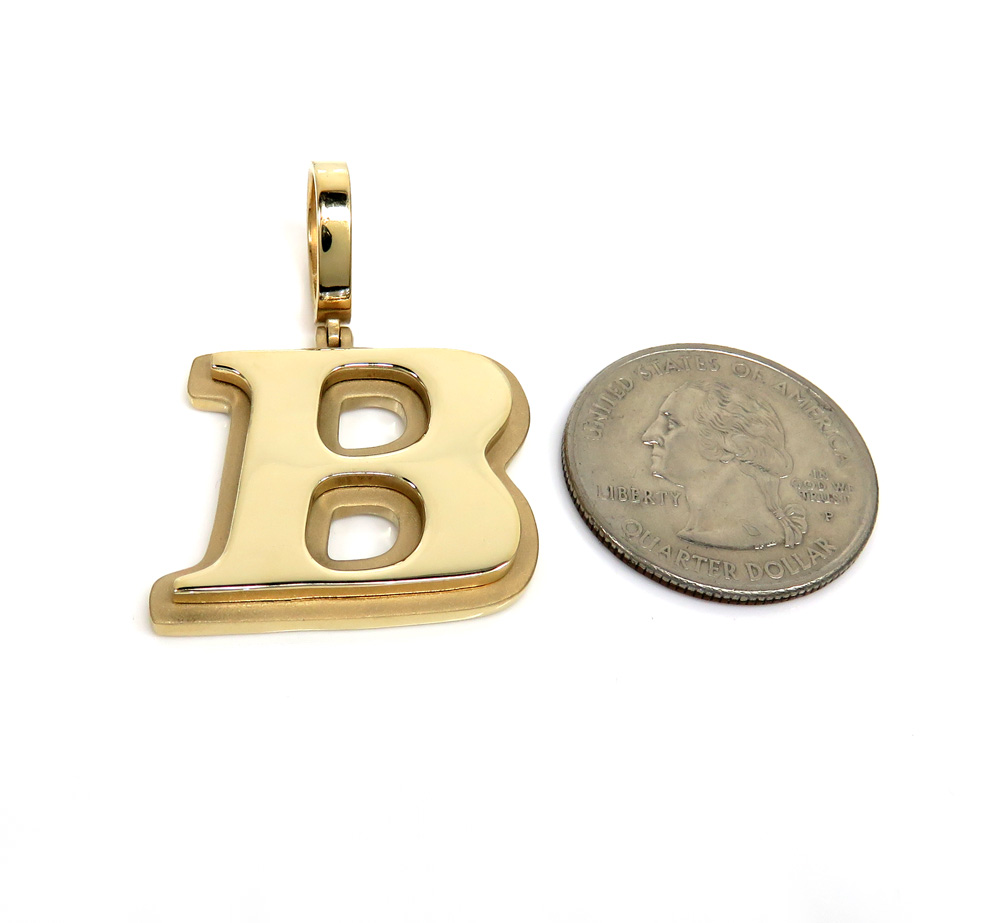 14k yellow gold raised letter initial b pendant - Image 2