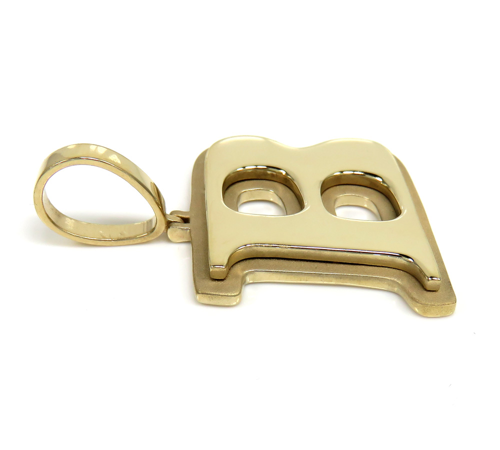 14k yellow gold raised letter initial b pendant - Image 3