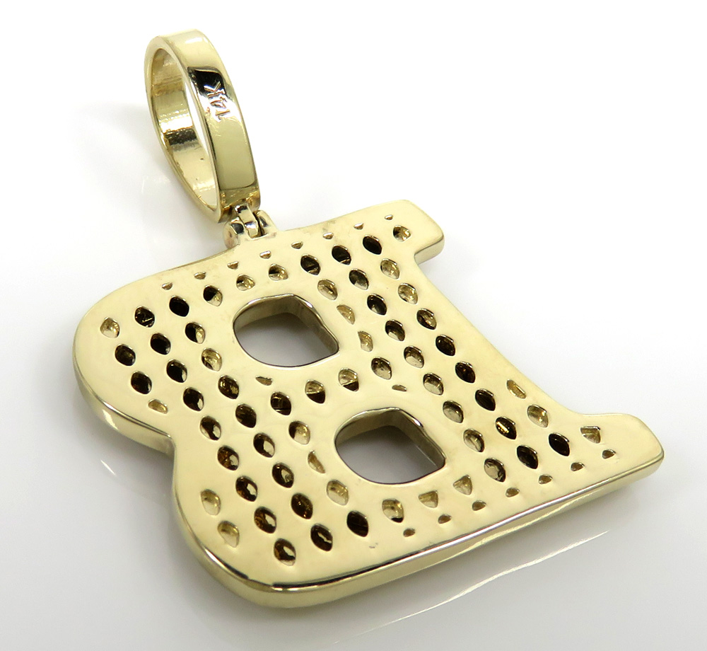 14k yellow gold raised letter initial b pendant 