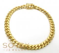 14k yellow gold solid miami link bracelet 8.50 inch 7mm