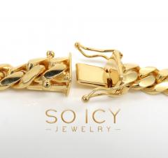 14k yellow gold solid miami link bracelet 8.50 inch 7mm