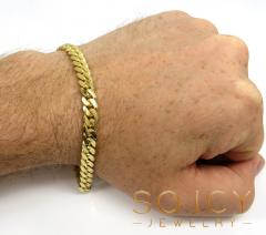 14k yellow gold solid miami link bracelet 8.50 inch 7mm