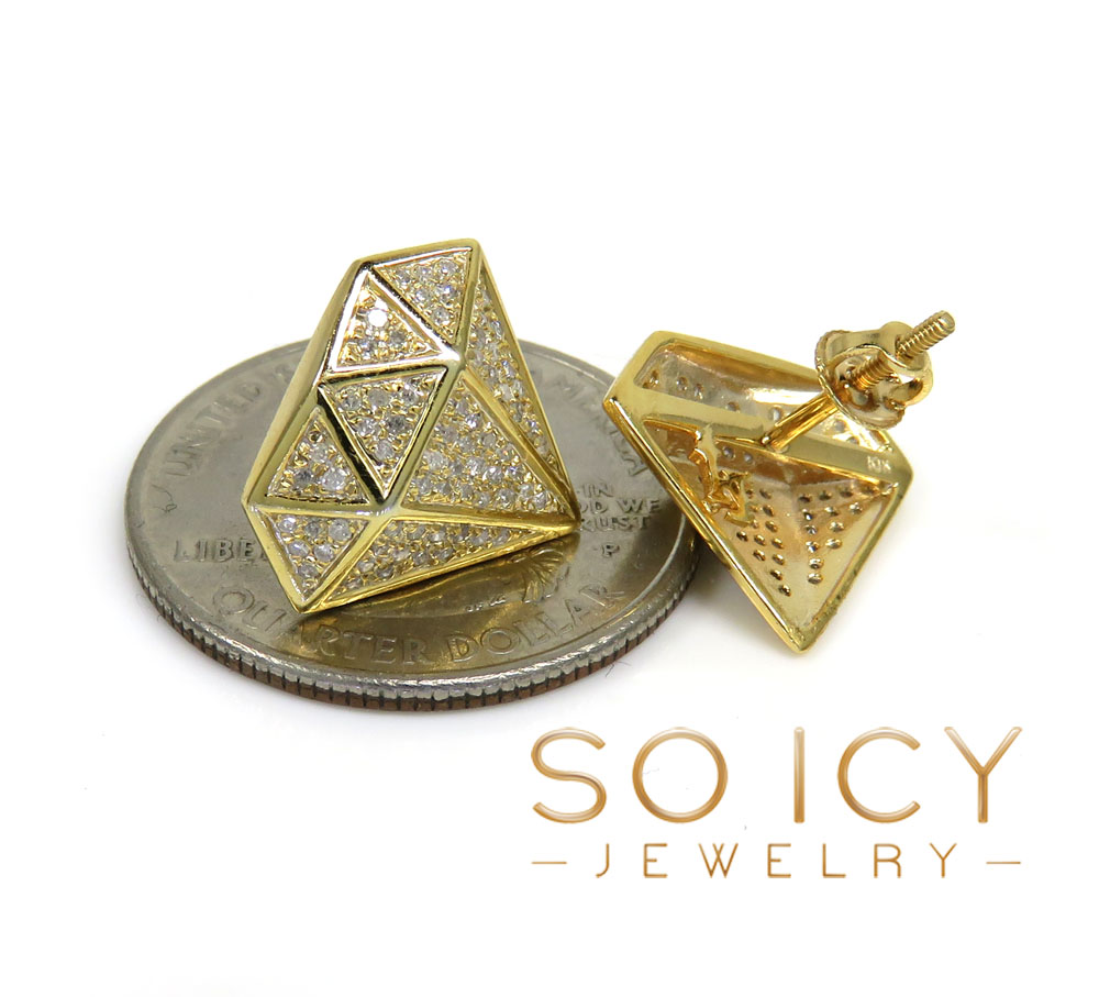 10k yellow gold medium diamond logo earrings 0.40ct