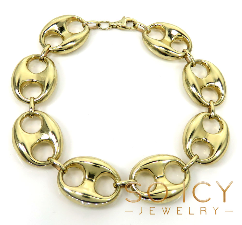 10k yellow gold hollow large gucci puff bracelet 8.75 inches 17mm 