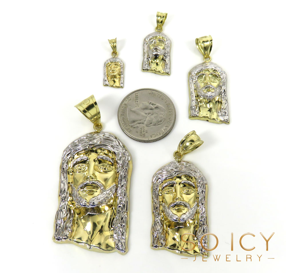 10k yellow gold mini-xl size solid back jesus face pendant - Image 2