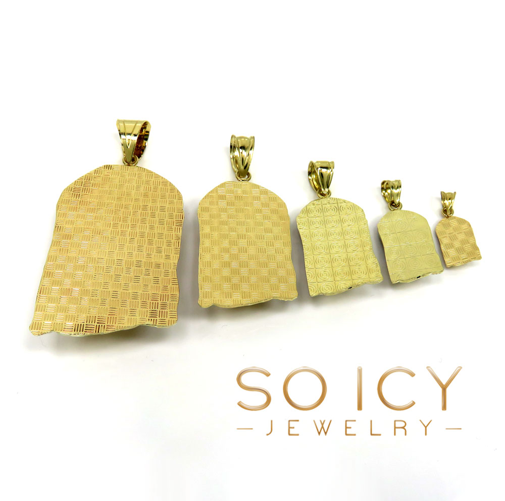 10k yellow gold mini-xl size solid back jesus face pendant