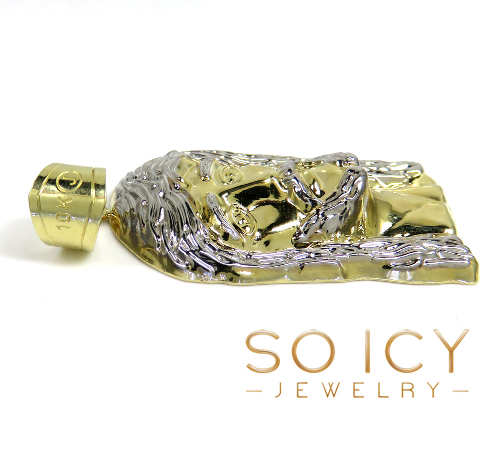 10k yellow gold mini-xl size solid back jesus face pendant - Image 4