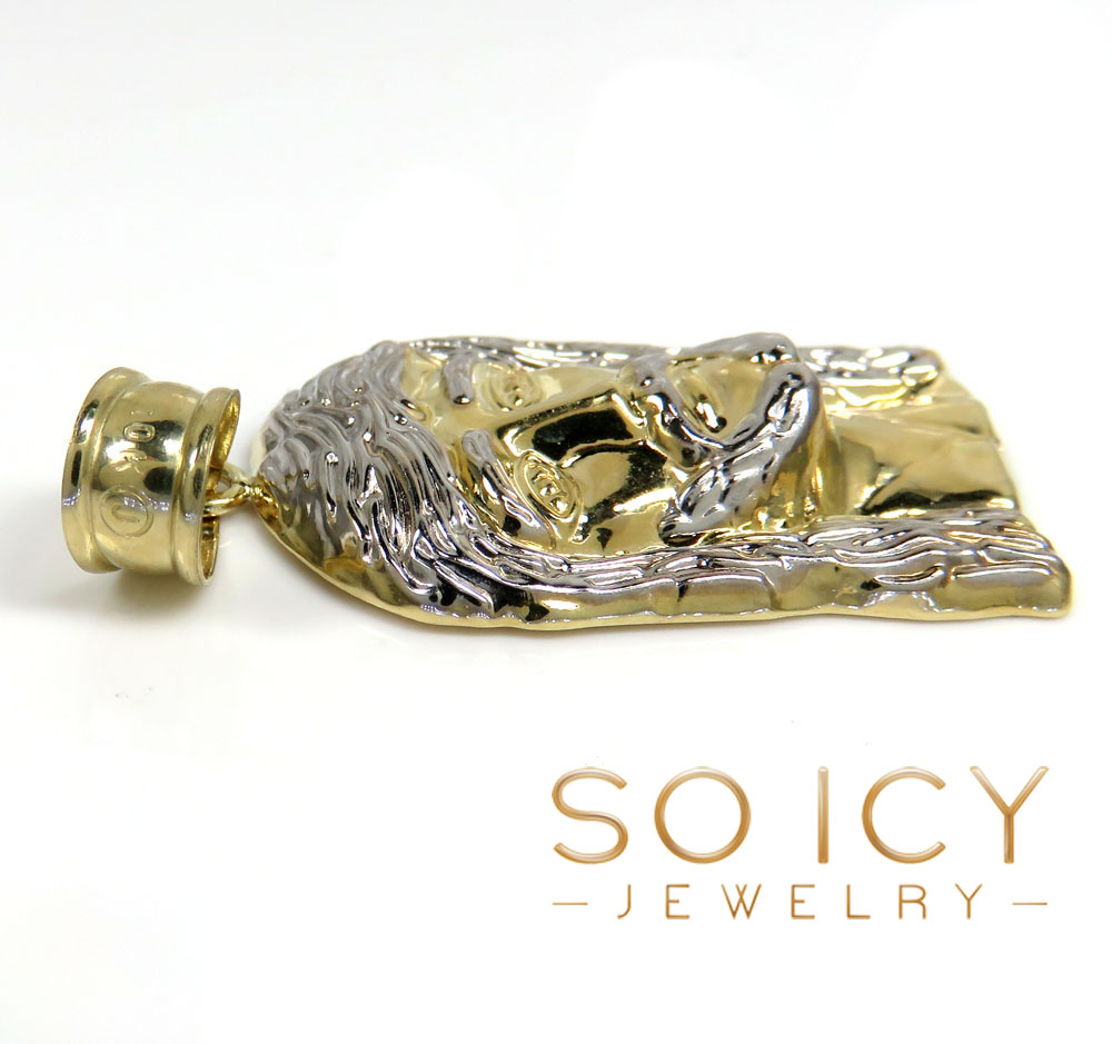 10k yellow gold mini-xl size solid back jesus face pendant