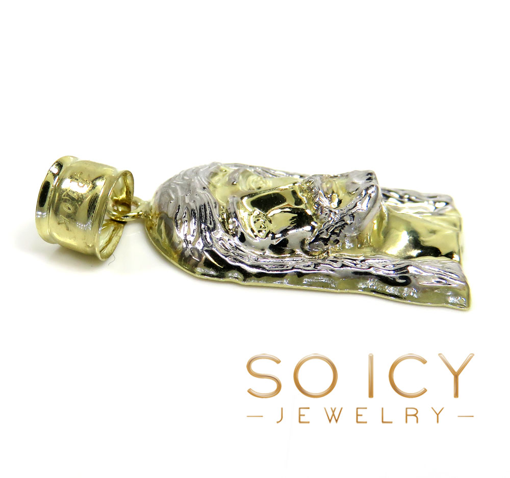 10k yellow gold mini-xl size solid back jesus face pendant - Image 6