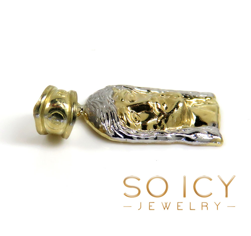 10k yellow gold mini-xl size solid back jesus face pendant - Image 8
