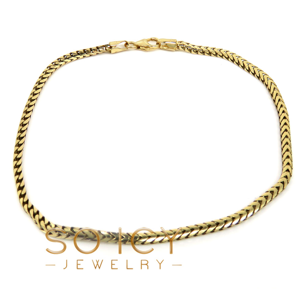 14k yellow gold solid tight franco box bracelet 8.50inch 2.20mm