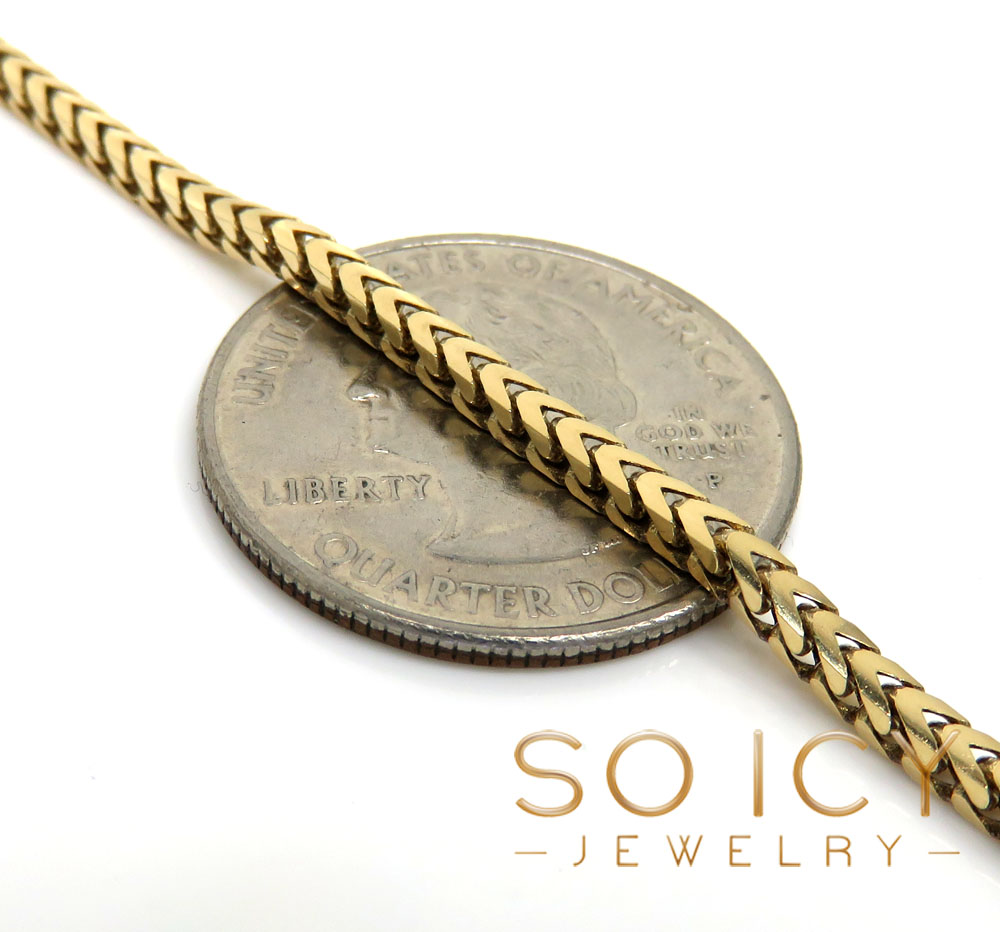 14k yellow gold solid tight franco box bracelet 8.50inch 2.20mm