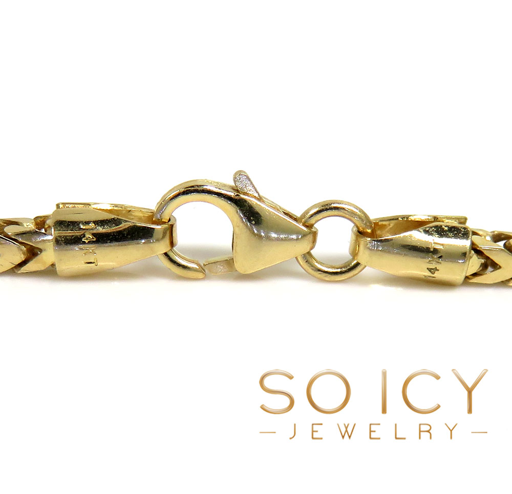 14k yellow gold solid tight franco box bracelet 8.50inch 2.20mm