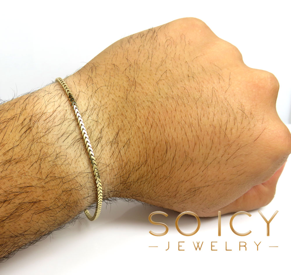 14k yellow gold solid tight franco box bracelet 8.50inch 2.20mm