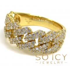 14k yellow gold 9mm 2 row diamond miami cuban ring 1.29ct