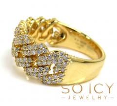 14k yellow gold 9mm 2 row diamond miami cuban ring 1.29ct