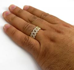 14k yellow gold 9mm 2 row diamond miami cuban ring 1.29ct