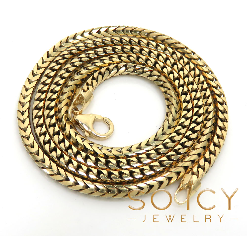 10k solid yellow gold tight link franco chain 18-26 inch 3mm