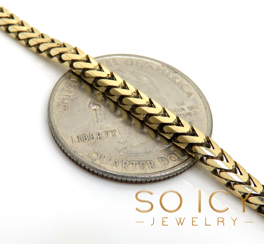 10k solid yellow gold tight link franco chain 18-26 inch 3mm