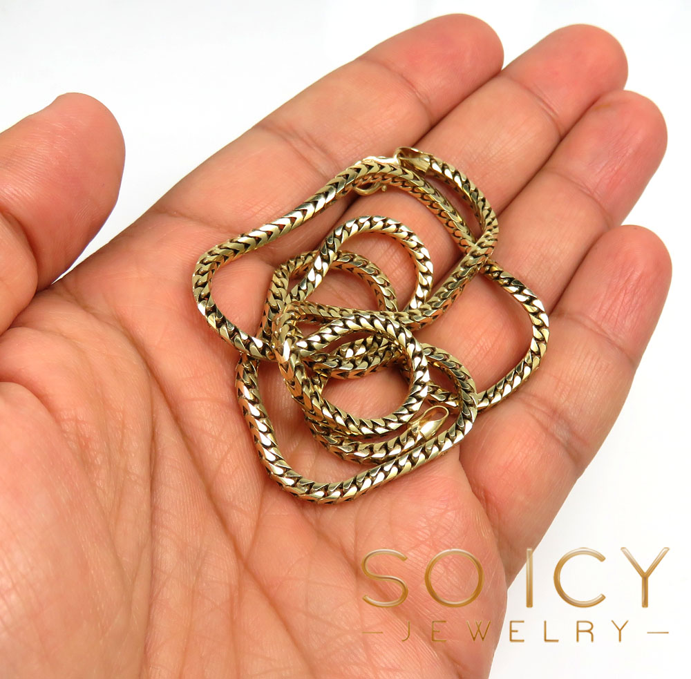 10k solid yellow gold tight link franco chain 18-26 inch 3mm