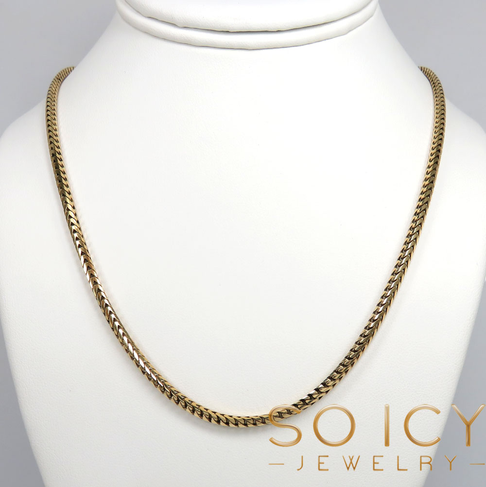 10k solid yellow gold tight link franco chain 18-26 inch 3mm