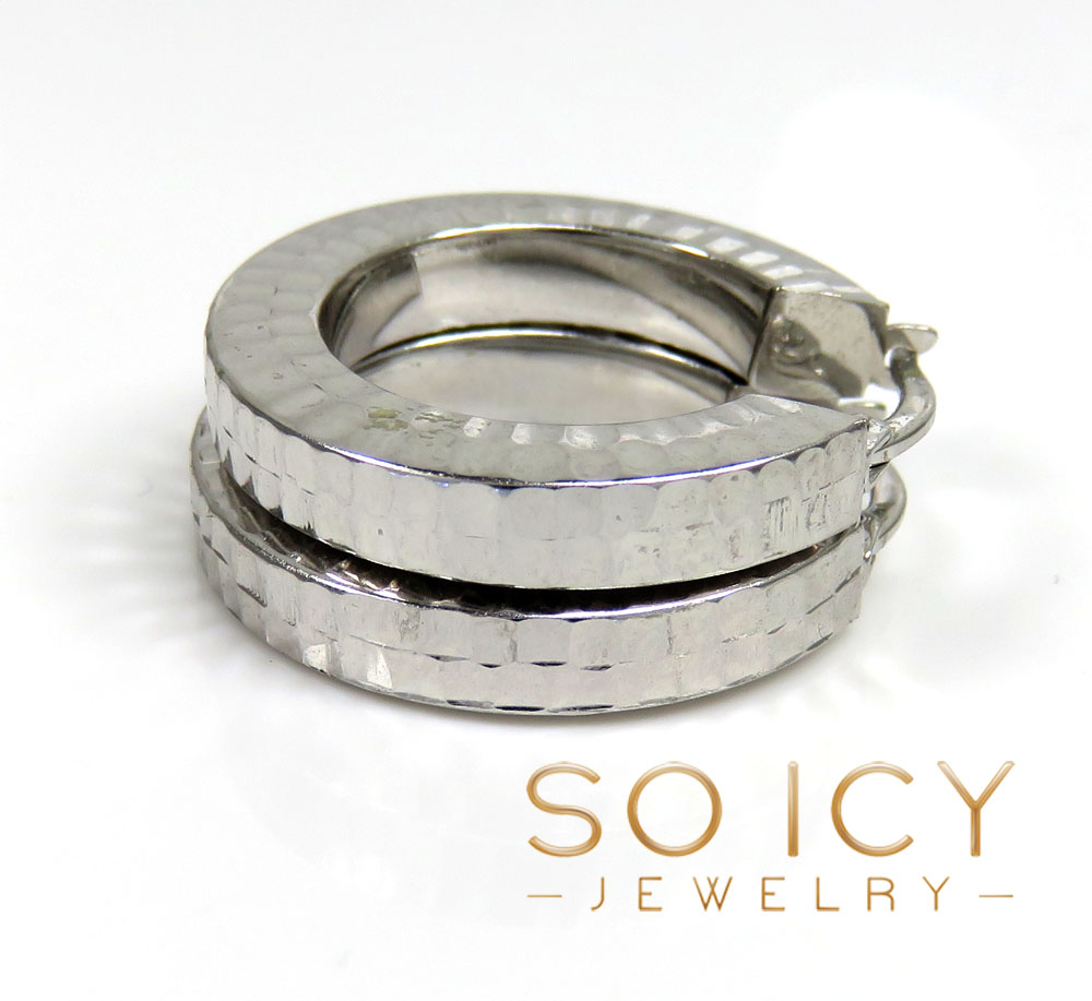 14k white gold small 4mm huggie hoops earrings - Image 2