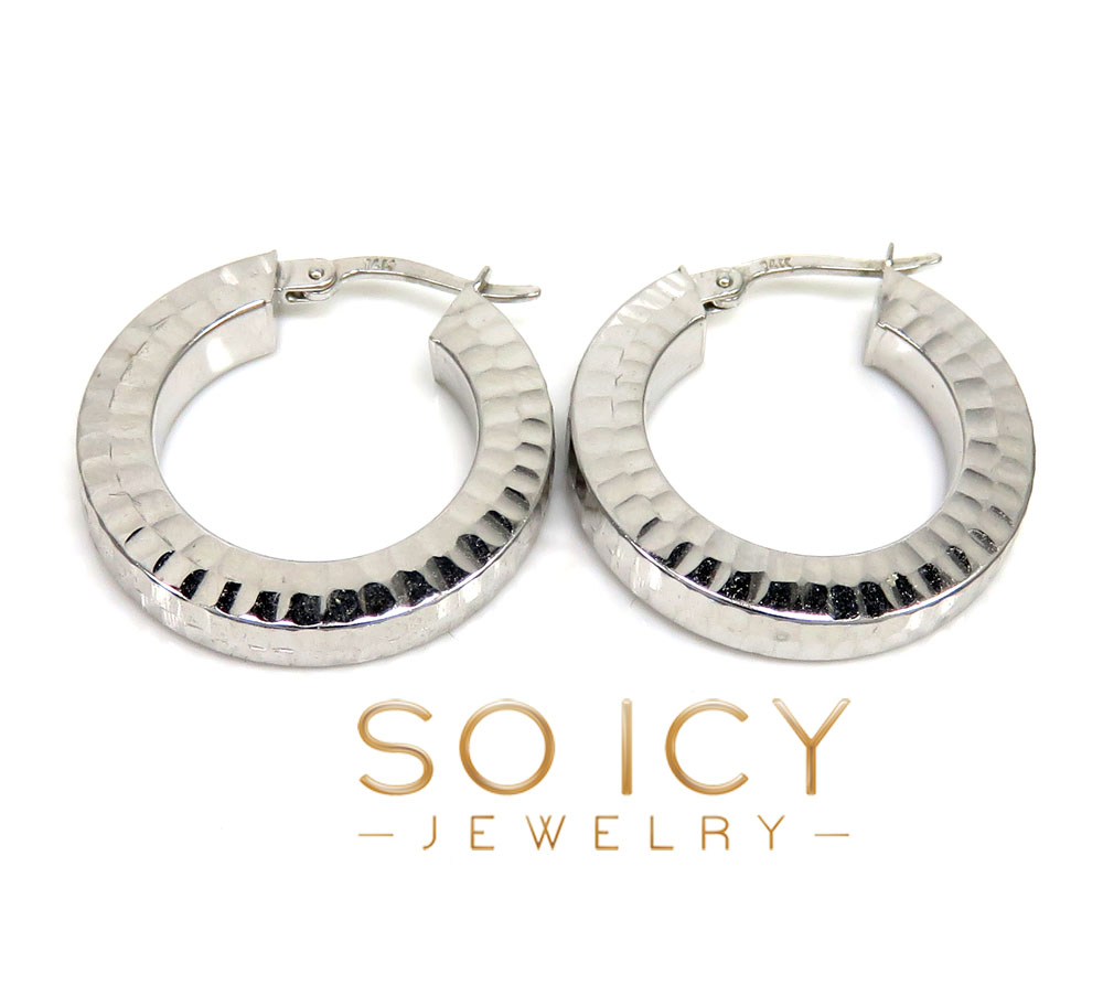 14k white gold small 4mm huggie hoops earrings 