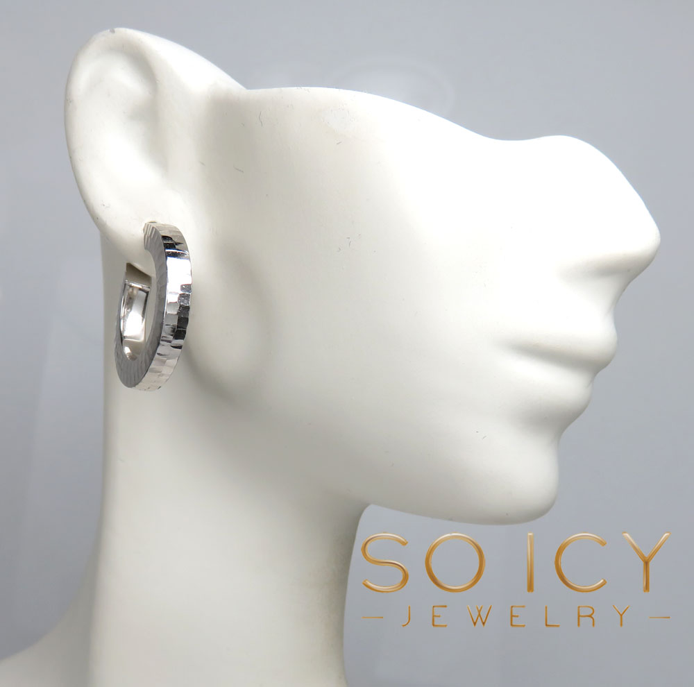 14k white gold small 4mm huggie hoops earrings - Image 6