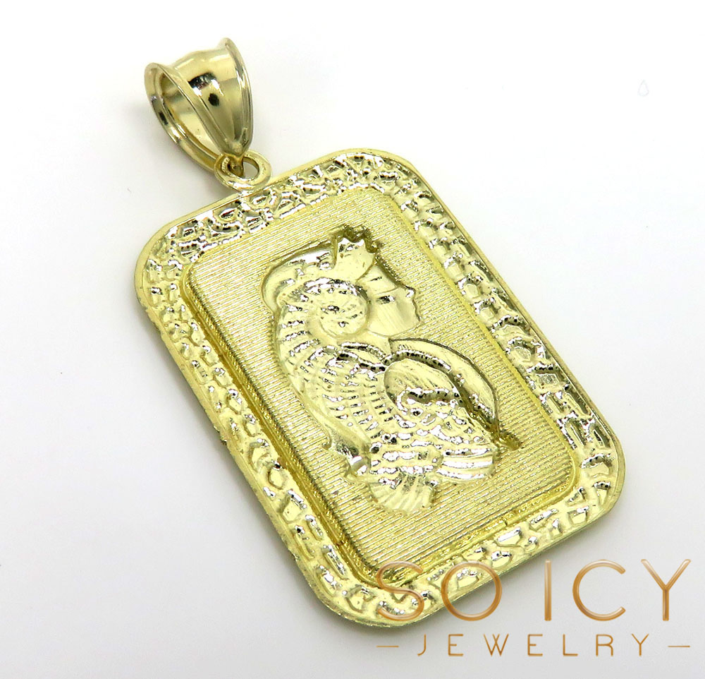10k yellow gold large gold nugget bar pendant 