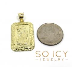 10k yellow gold large gold nugget bar pendant 