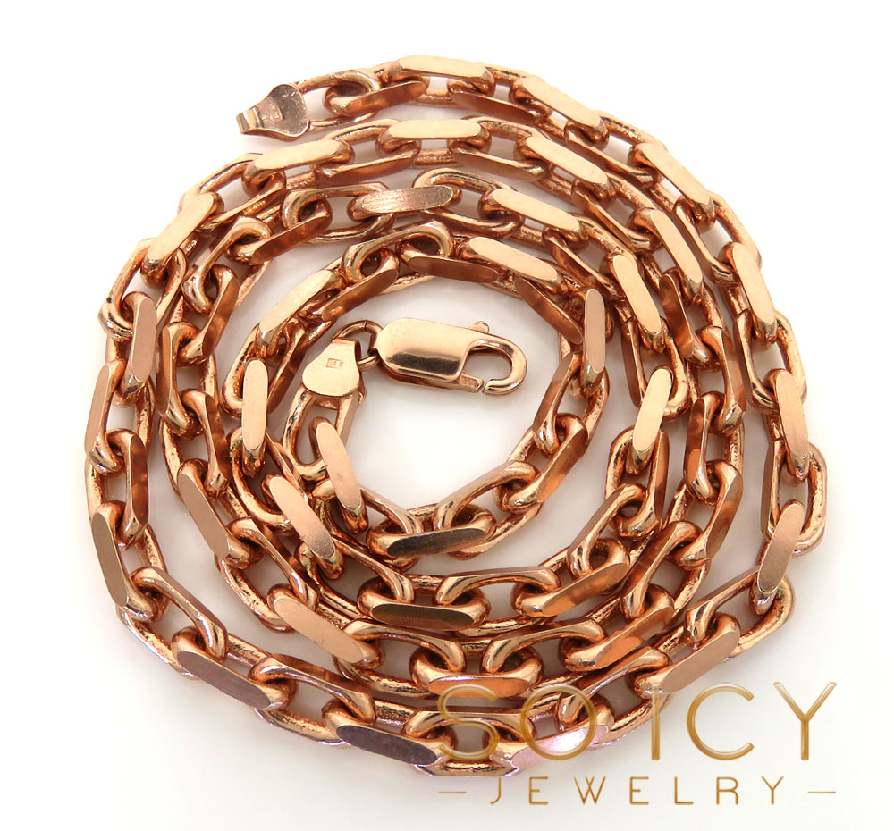 14k rose gold solid flat edge cable link chain 20-30 inches 4.80mm 