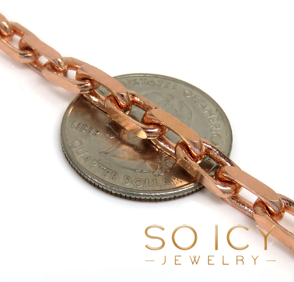 14k rose gold solid flat edge cable link chain 20-30 inches 4.80mm 