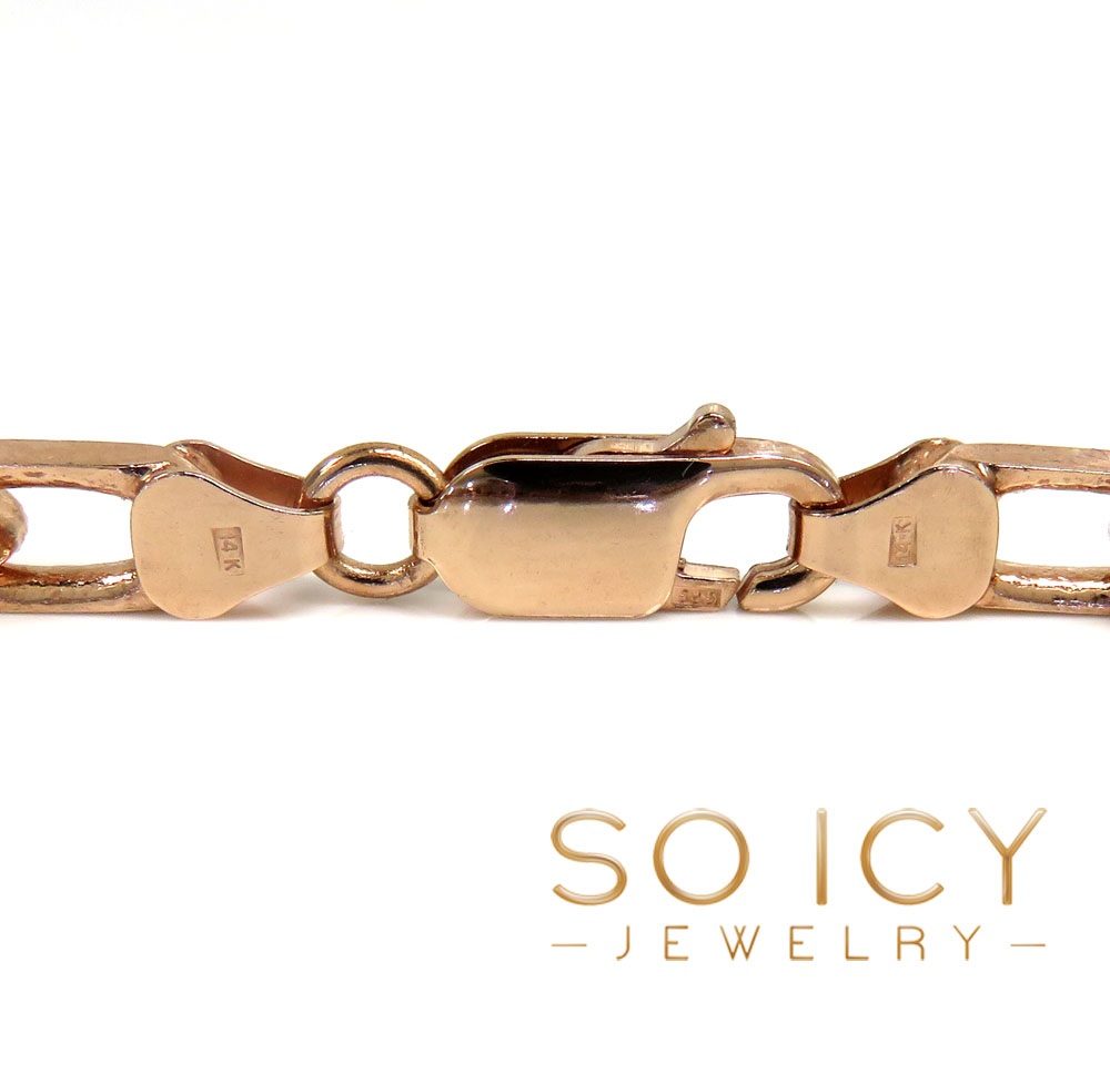 14k rose gold solid flat edge cable link chain 20-30 inches 4.80mm 