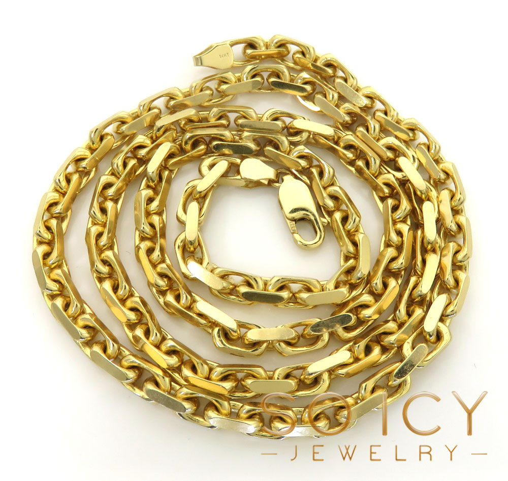 14k yellow gold solid flat edge cable link chain 20-30 inches 4.60mm - Image 2