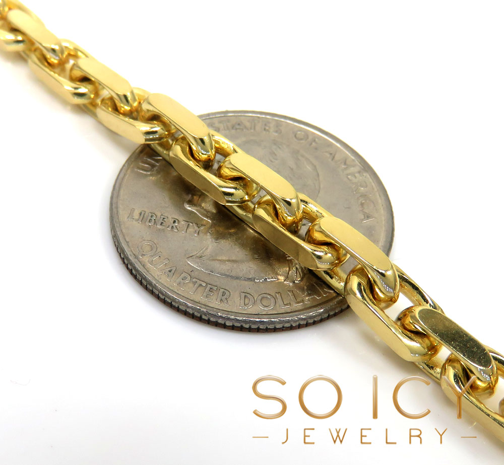 14k yellow gold solid flat edge cable link chain 20-30 inches 4.60mm 