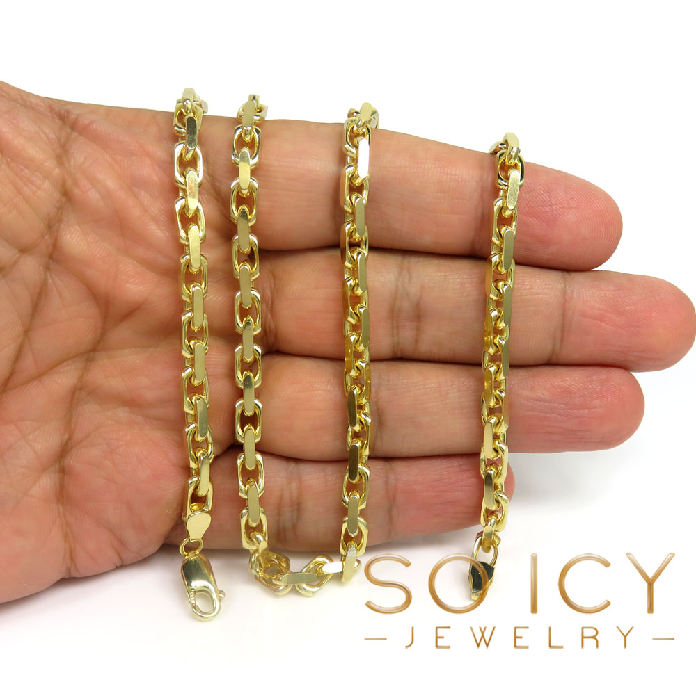 14k yellow gold solid flat edge cable link chain 20-30 inches 4.60mm 