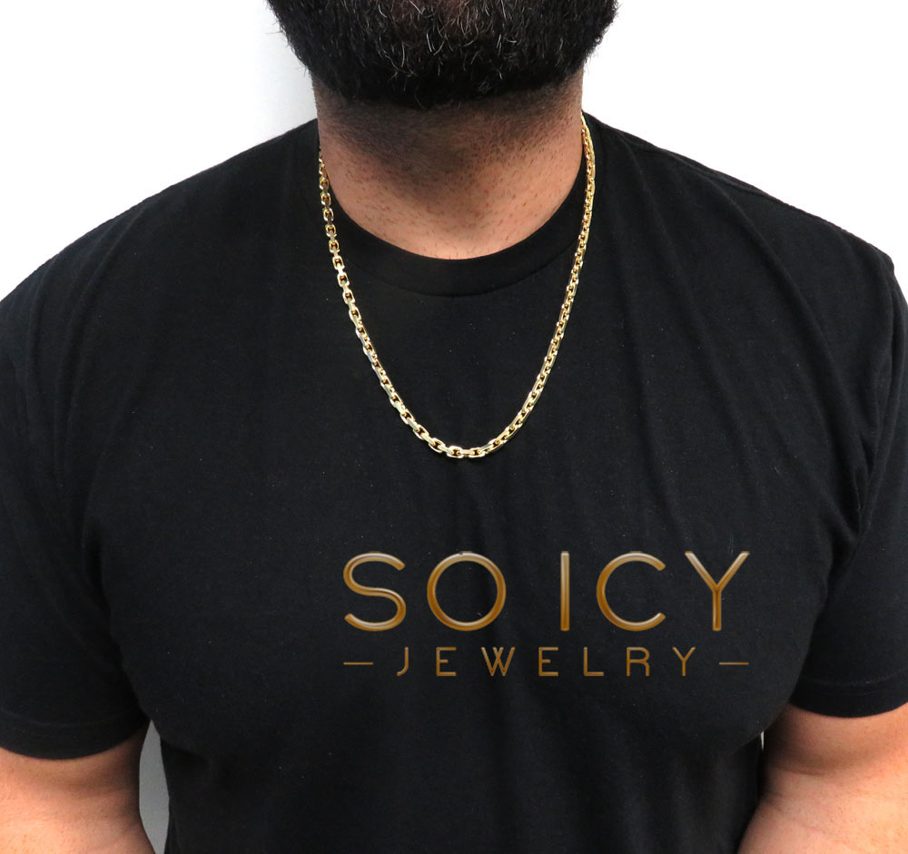 14k yellow gold solid flat edge cable link chain 20-30 inches 4.60mm - Image 6