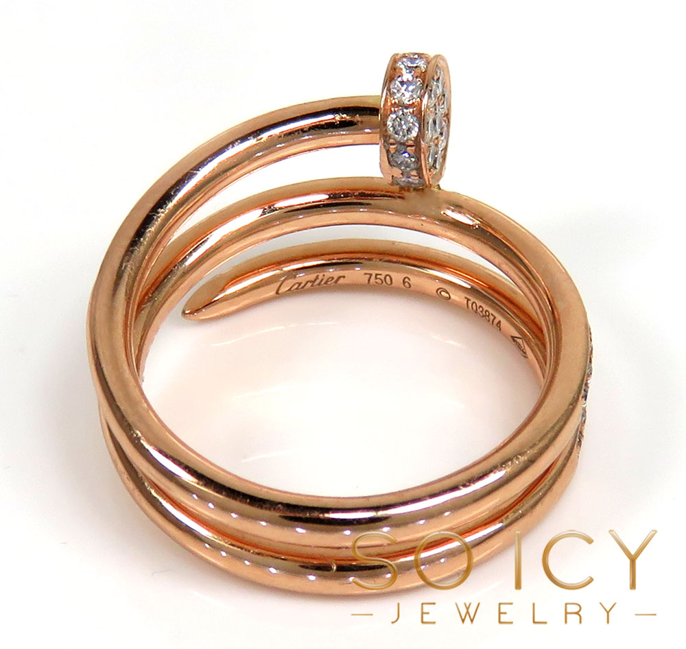 18k rose gold diamond double loop nail ring 0.58ct