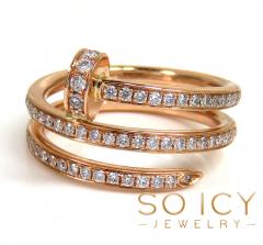 18k rose gold diamond double loop nail ring 0.58ct