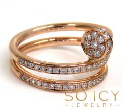 18k rose gold diamond double loop nail ring 0.58ct