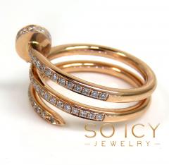 18k rose gold diamond double loop nail ring 0.58ct
