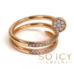 18k rose gold diamond double loop nail ring 0.58ct