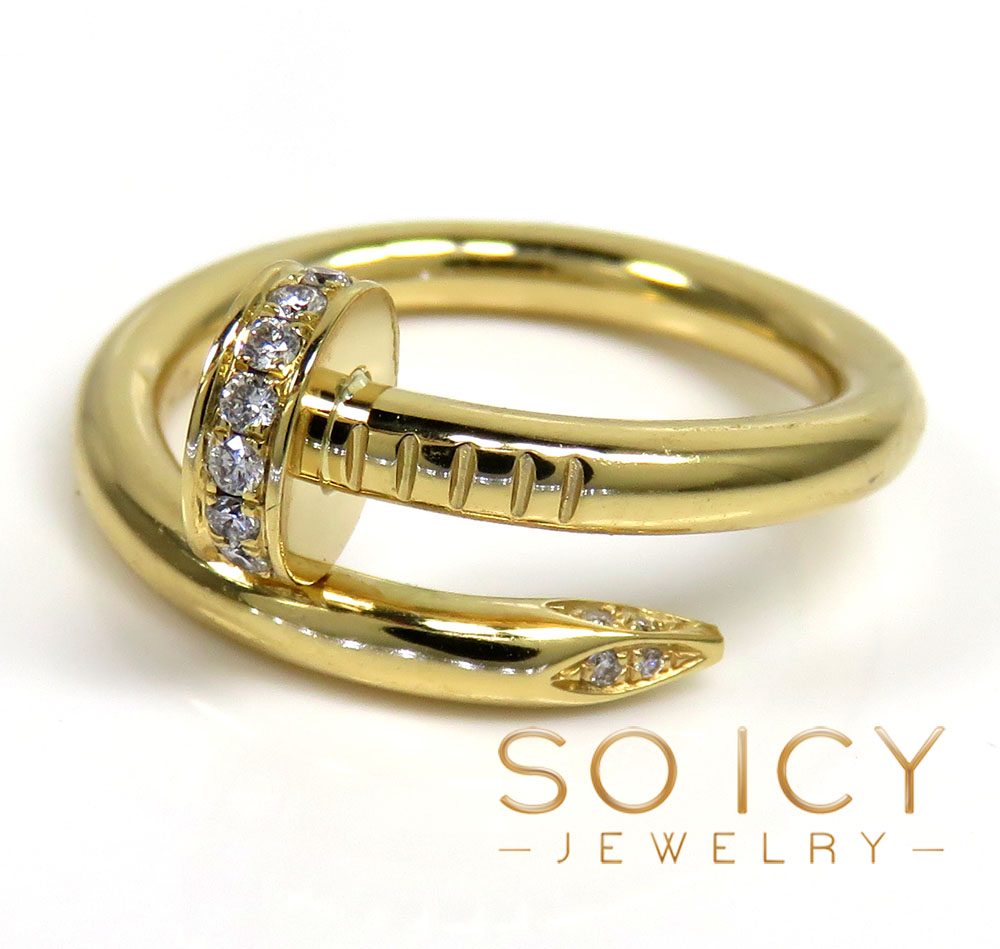 18k yellow gold diamond nail ring 0.25ct