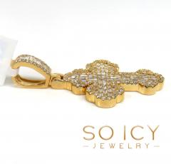 14k yellow gold round & baguette diamond cross 1.21ct
