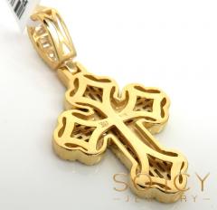 14k yellow gold round & baguette diamond cross 1.21ct