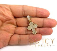 14k yellow gold round & baguette diamond cross 1.21ct
